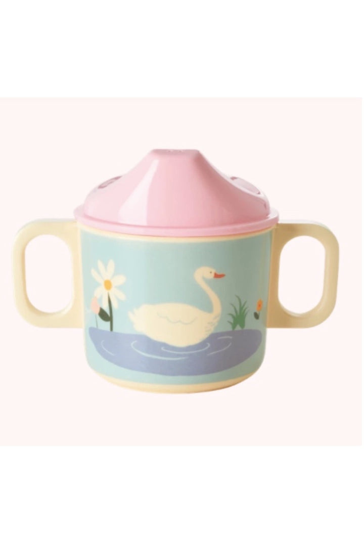 Swan Print 2 Handle Melamine Baby Cup